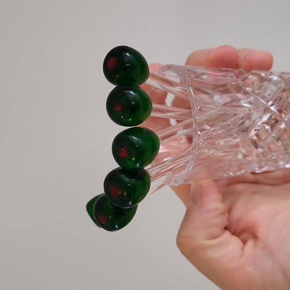 6 Vintage Glass Olive Appetizer Picks, Bar Ware, 4" Green Olive Drink Sticks - Picture 4 of 8